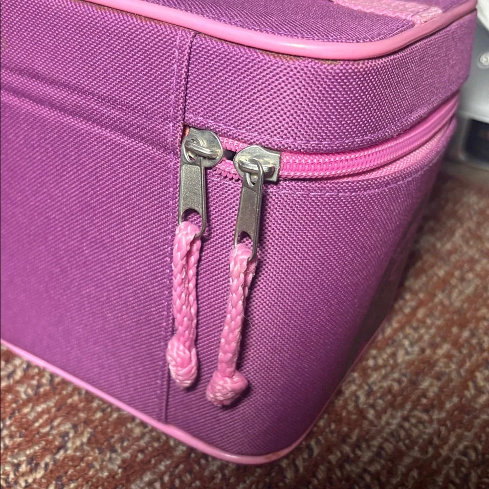Vintage 2008 Hanna Montana purple & Pink Cosmetic Box train case zip up iconic